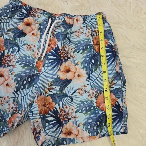 FRANKS Swim Shorts Mens Medium Hibiscus Floral Mesh Lined Tropical Trunks - Picture 9 of 11